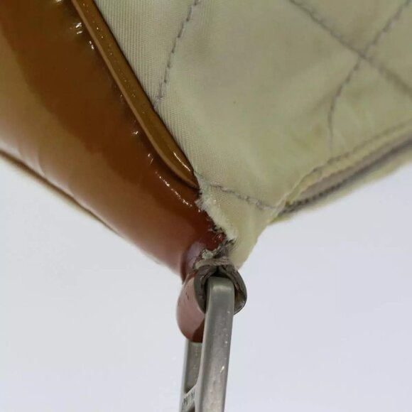 PRADA Shoulder Bag Nylon Enamel Beige Brown Auth - Picture 11 of 16